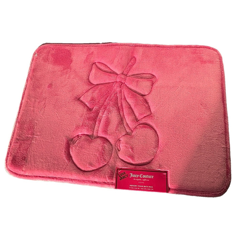 Juicy Couture Pink Cherry Memory Foam Bath Rug 17x24 Plush Home Decor New